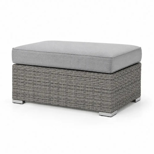 Gartenhocker mit Sitzkissen 80 x 60 x 45 cm PE-Rattan Stahl Polyester rechteckig Grau Hellgrau Silberfarben Schwarz
