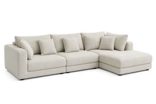 Modulares Ecksofa 3-Sitzer mit Recamiere rechts 260 x 165 x 82 cm 100 % Polyester gewebt L Form Beige Schwarz