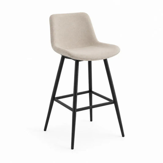 Barhocker mit Rückenlehne und Fußstütze 47 x 51 x 98 cm Polyestergewebe Stahl Beige Schwarz