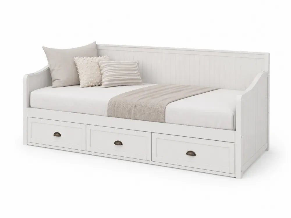Tagesbett mit 3 Schubladen rechteckig 200 x 95 x 80 cm Liegefläche 90 x 200 cm MDF Kiefernholz weiß bronzefarben