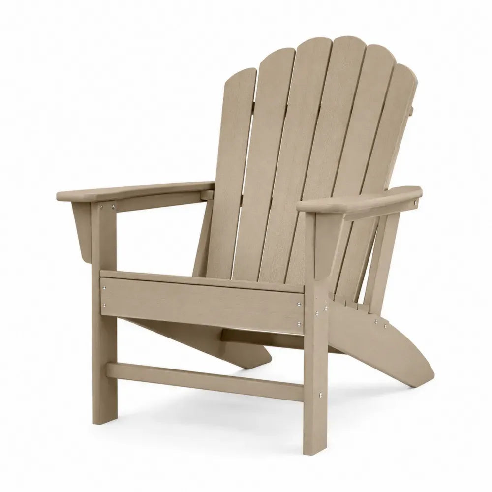 Adirondack Gartenstuhl mit Armlehnen fächerförmiger Rückenlehne HDPE Kunststoff Taupe 83 x 76 x 90 cm