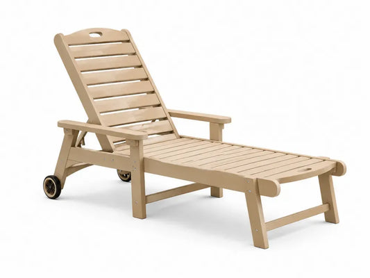 Sonnenliege Gartenliege verstellbar mit Rollen rechteckig aus HDPE Kunststoff Beige Schwarz 198 x 72 x 95 cm
